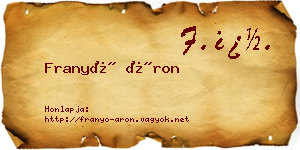Franyó Áron névjegykártya